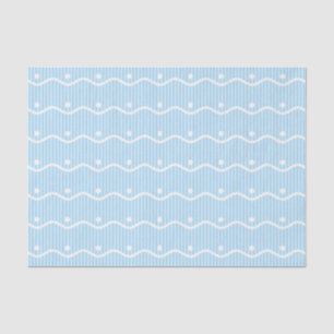 Pastel Blue Waves and Dot Pattern Tissue Paper