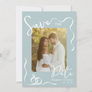 Pastel Blue Whimsical Romantic Photo Save the Date Invitation