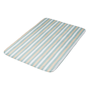 Pastel blue, white and blush stripes bath mat