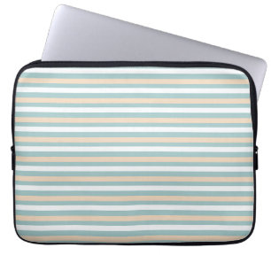 Pastel blue, white and blush stripes laptop sleeve