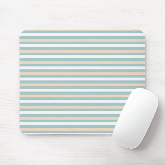 Pastel blue, white and blush stripes mouse pad (With Mouse)
