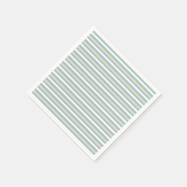 Pastel blue, white and blush stripes napkin (Corner)