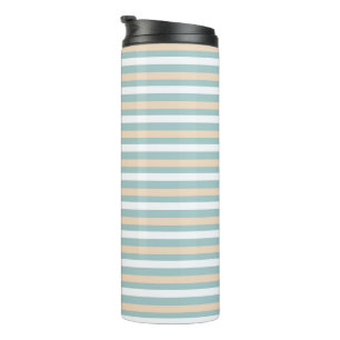 Pastel blue, white and blush stripes thermal tumbler