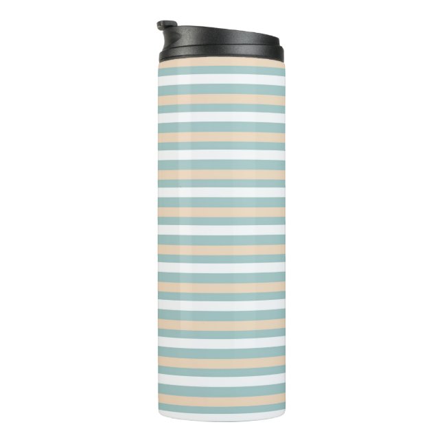 Pastel blue, white and blush stripes thermal tumbler (Rotated Right)
