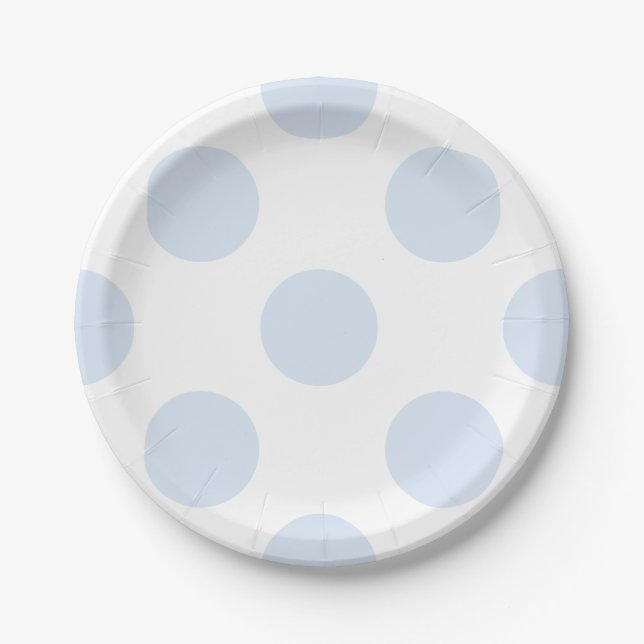 Pastel Blue White Polka Dot Pattern Paper Plates (Front)