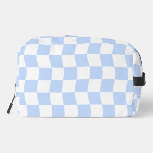 Pastel Blue White Retro Checkerboard Pattern Bag