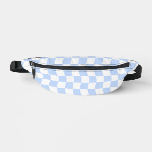 Pastel Blue White Retro Checkerboard Pattern Bum Bags