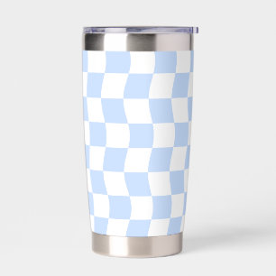 Pastel Blue White Retro Checkerboard Pattern Insulated Tumbler