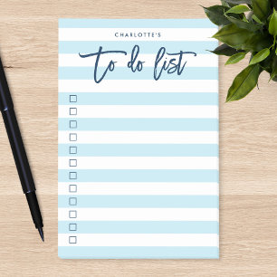 Pastel Blue & White Stripes Blue To Do List Post-it Notes