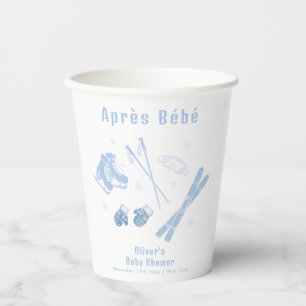 Pastel Blue Winter Après Bébé Ski Boy Baby Shower  Paper Cups