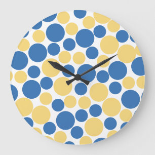 Pastel Blue & yellow Polka Dot Wall Clock