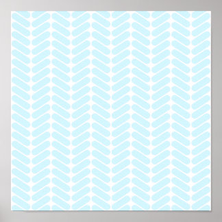 Pastel Blue Zigzag Pattern inspired by Knitting. Poster