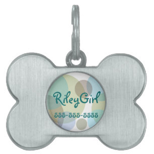 Pastel Blues Polka Dots Pet Name Tag