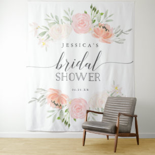 Pastel Blush Bridal Shower Backdrop Photo Booth Tapestry