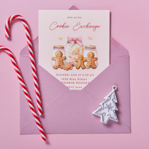 Pastel Blush Cookie Exchange Christmas Party Invitation
