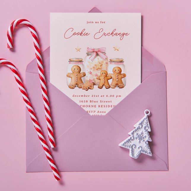 Pastel Blush Cookie Exchange Christmas Party Invitation (Creator Uploaded)