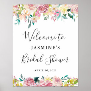 Pastel Blush Floral Bridal Shower Welcome Sign