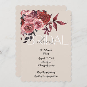 PASTEL BLUSH FLORAL BURGUNDY BRIDAL SHOWER  SAVE THE DATE