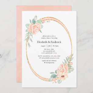 Pastel Blush Floral Geometric Couples Shower Invitation