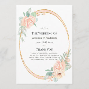 Pastel Blush Floral Geometric Wedding Programme