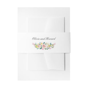 Pastel Blush Floral Wedding Belly Band Invitation Belly Band