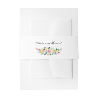 Pastel Blush Floral Wedding Belly Band Invitation Belly Band