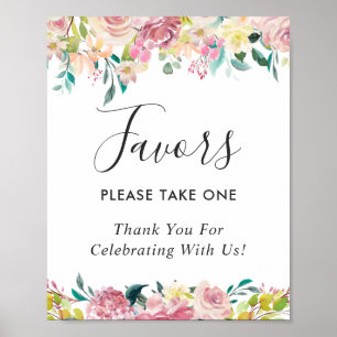 Pastel Blush Floral Wedding Favours Sign