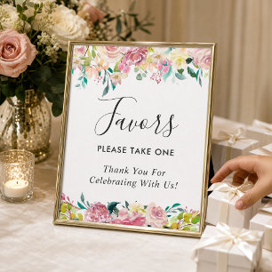 Pastel Blush Floral Wedding Favours Sign