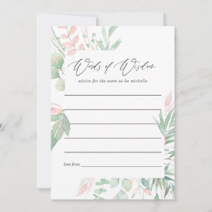 Pastel Blush Greenery Baby Shower Mum Advice Card