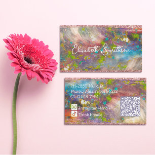 Pastel Blush Holographic Rose Gold Glitter Girly Business Card
