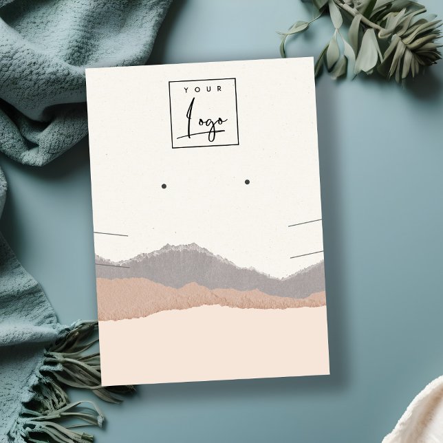 Pastel Blush Kraft Mountain Wave Earring Necklace Business Card (Creator Uploaded)