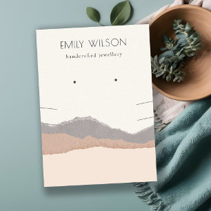 Pastel Blush Kraft Mountain Wave Earring Necklace Business Card
