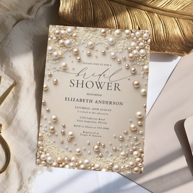 Pastel Blush Pearls with Diamonds Bridal Shower Invitation (Creator Uploaded)