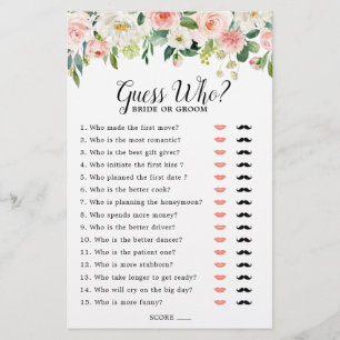 Pastel Blush Pink Bridal Shower Game Guess Who