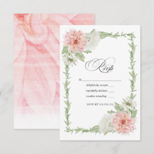 Pastel Blush Pink Dahlia Wedding RSVP Card