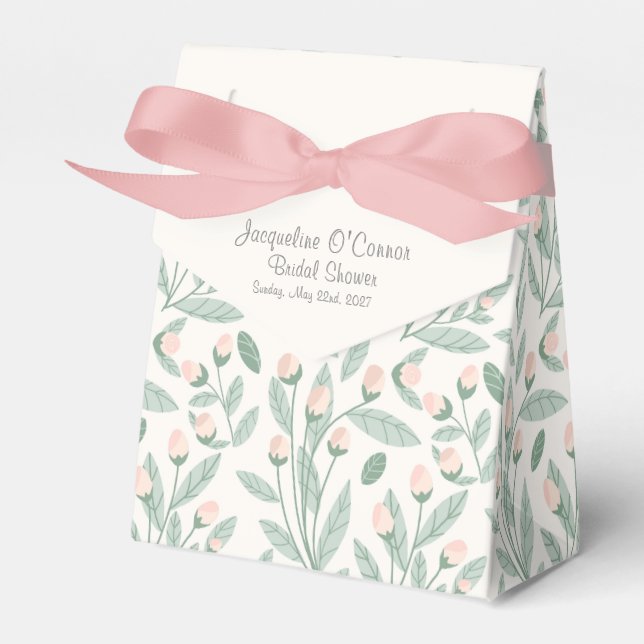 Pastel Blush Pink Floral Bridal  Favour Box (Front Side)
