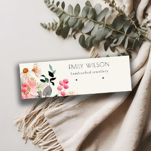 Pastel Blush Pink Floral Bunch Earring Display Mini Business Card
