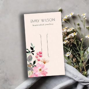 Pastel Blush Pink Floral Bunch Hair Clip Display Business Card