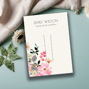 Pastel Blush Pink Floral Bunch Hair Clip Display Business Card