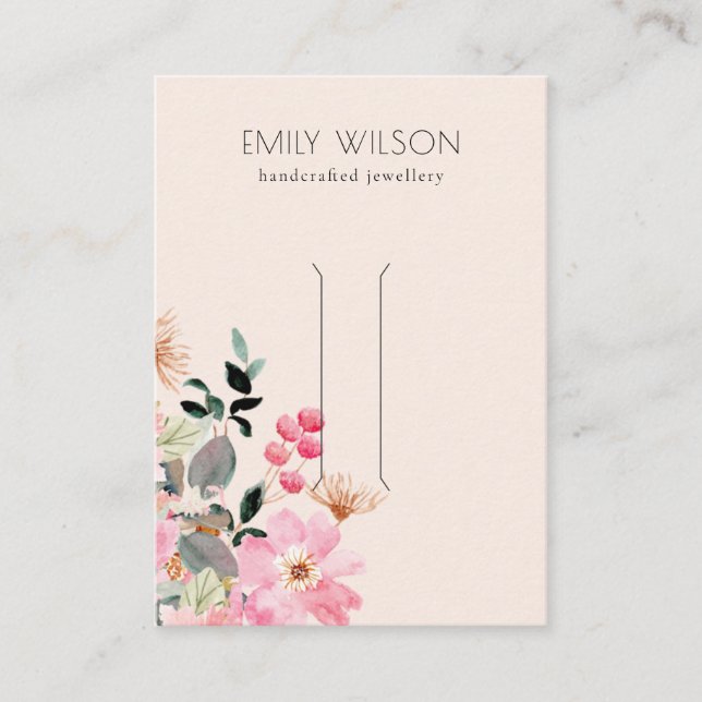 Pastel Blush Pink Floral Bunch Hair Clip Display Business Card (Front)