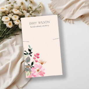 Pastel Blush Pink Floral Bunch Necklace Display  Business Card