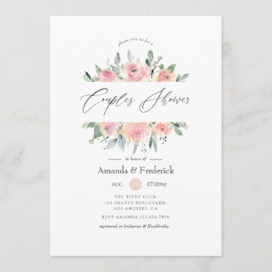 Pastel Blush Pink Floral Couples Shower Invitation