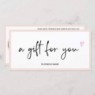 Pastel blush pink heart logo gift certificate