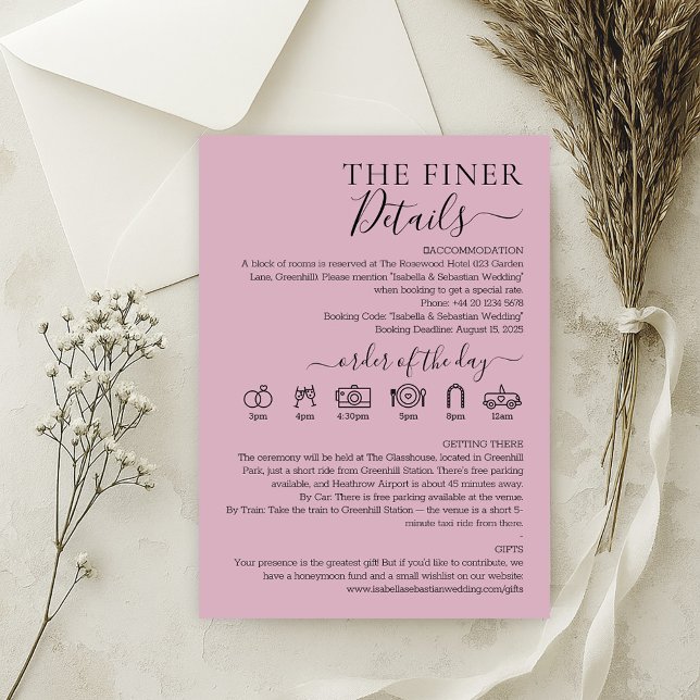 Pastel Blush Pink Wedding Finer Details Invitation (Creator Uploaded)