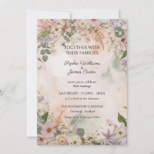 Pastel Blush Wildflower Wedding Invitation