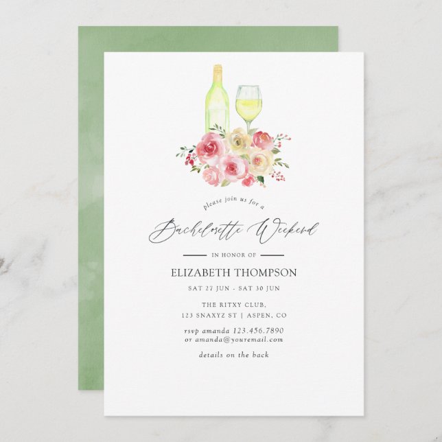 Pastel Blush & Yellow Floral Bachelorette Weekend Invitation (Front/Back)