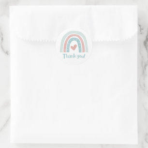 Pastel Bohemian Rainbow Thank You Classic Round Sticker