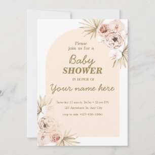 Pastel Boho arch Baby shower invitations Girl
