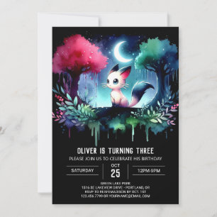 Pastel Boho Cat Birthday  Invitation