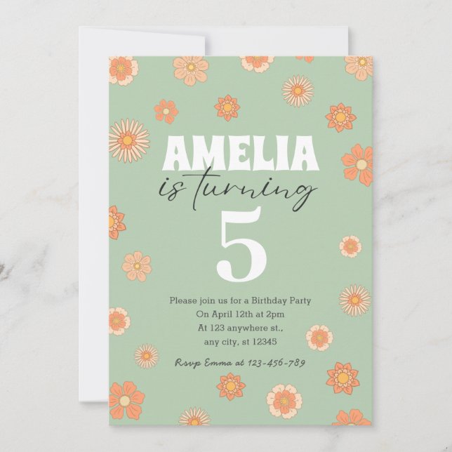  Pastel Boho Daisy Birthday Invitation Any Age (Front)